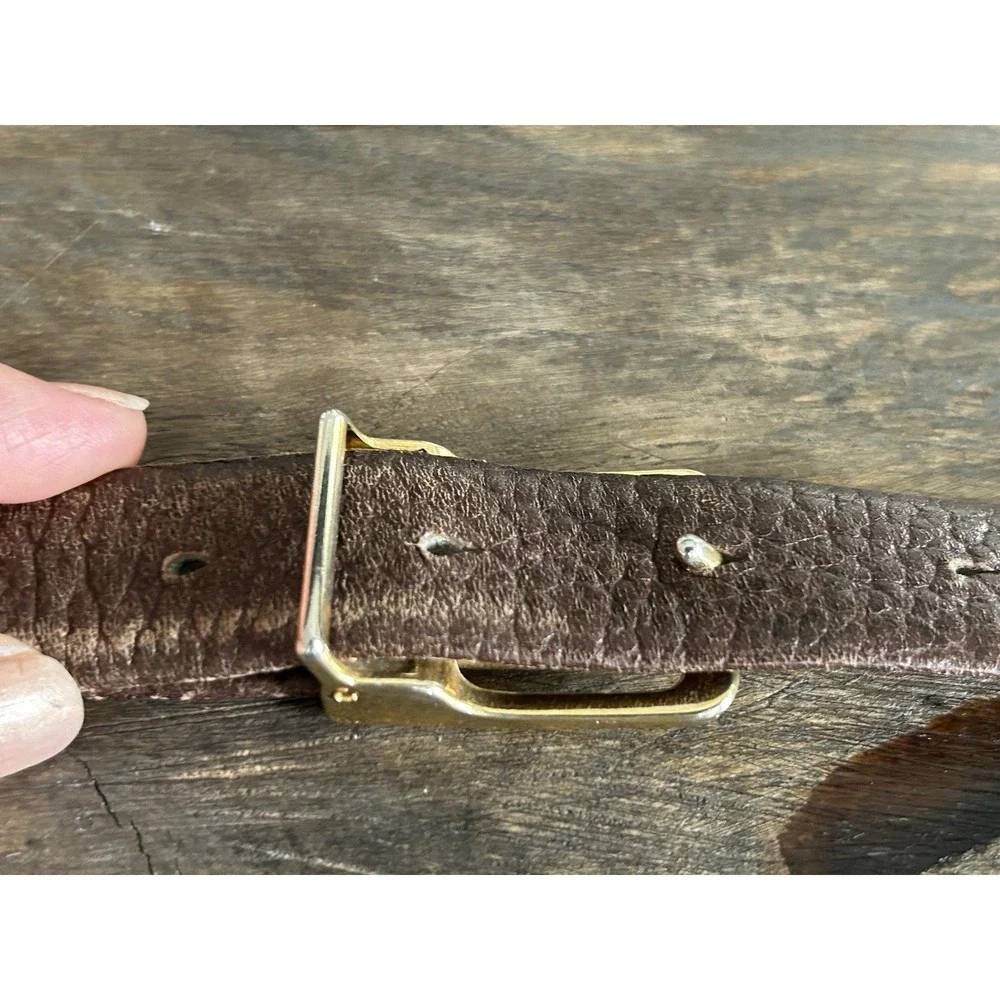 Vintage Cartier Santos Belt Buckle Leather Gold & Silver Double C‎ Sz 36-40